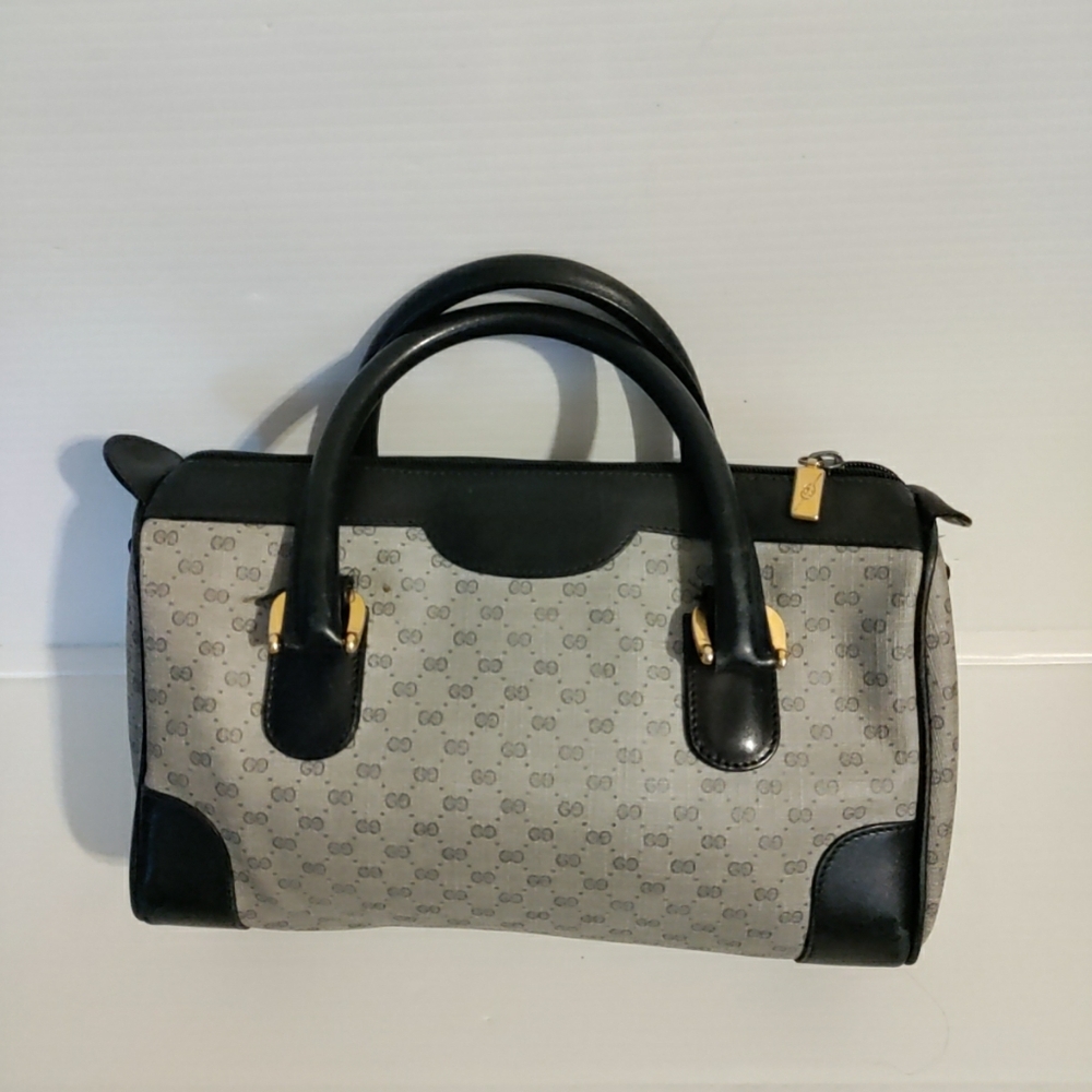 GUCCI 70s Vintage Boston Bag – Blue GG Monogram Leather Handbag - Picture 2 of 16
